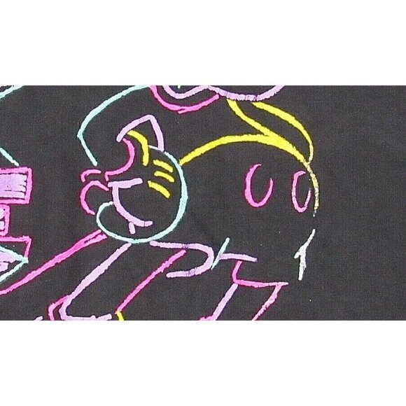 Vintage Mickey Mouse T Shirt Tee Black Neon Disney Designs Double Collar Medium - Picture 5 of 8